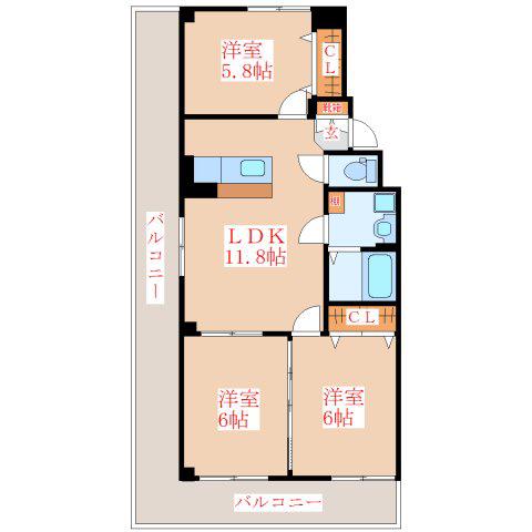 LE LIENII(3LDK/1階)の間取り写真