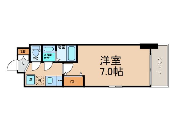 LUXE西長堀(1K/8階)の間取り写真