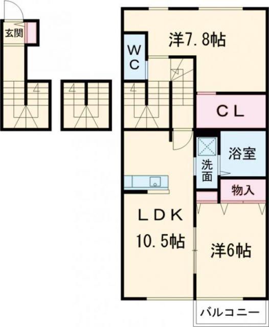 サニースクエア(2LDK/2階)の間取り写真