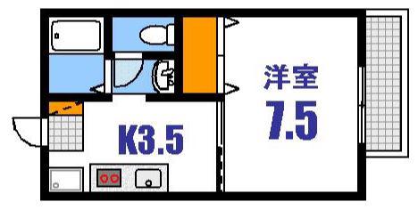 パナソフィー牛田(1K/2階)の間取り写真