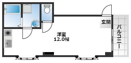 コスモハイツ(ワンルーム/1階)の間取り写真