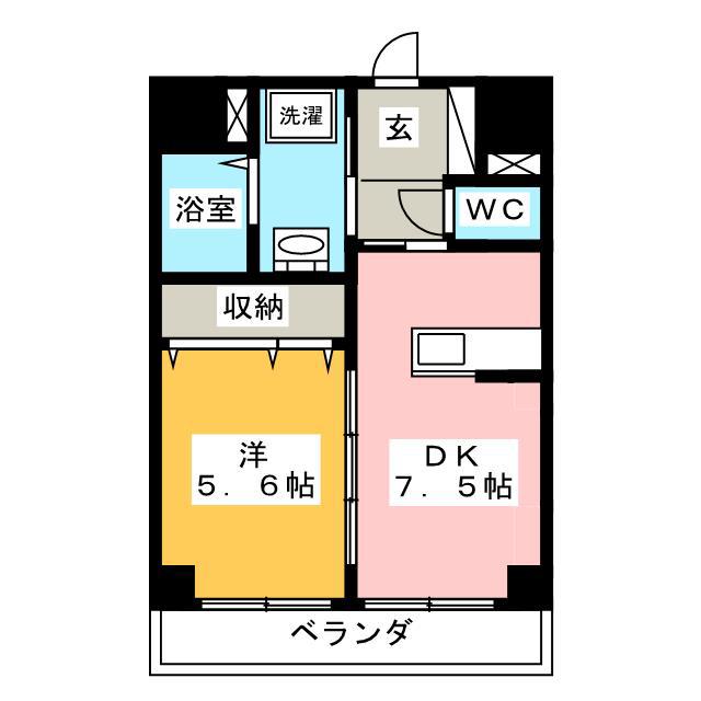 サザンストリート(1DK/3階)の間取り写真