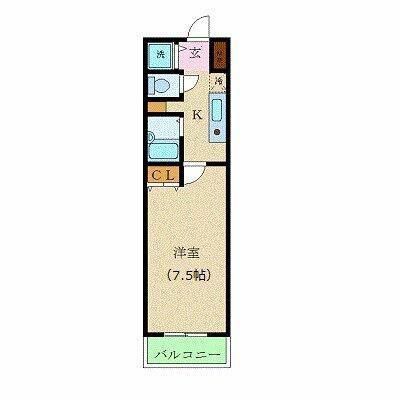 カスタリア新宿(1K/8階)の間取り写真