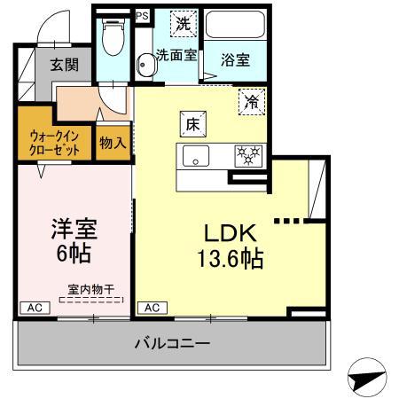 グリーン リンクス(1LDK/1階)の間取り写真