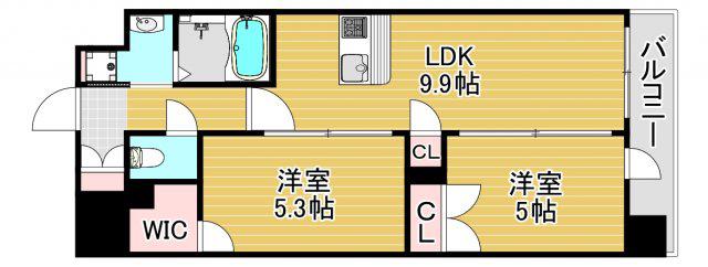 セイシア大拓26(2LDK/8階)の間取り写真