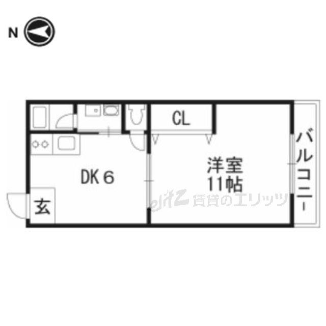 奥野マンション(1DK/4階)の間取り写真