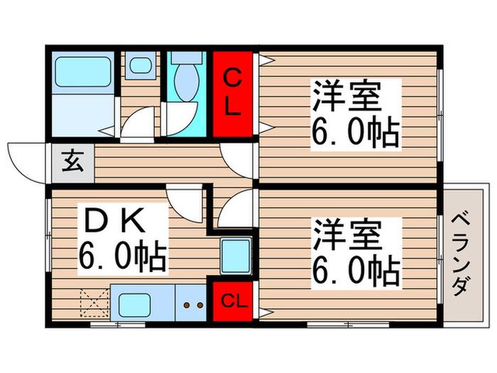 セントヒルズ新鎌ヶ谷(2DK/1階)の間取り写真