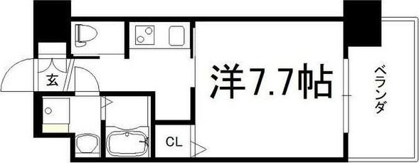 アール大阪リュクス(1K/2階)の間取り写真