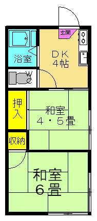 第2岡部荘(2DK/2階)の間取り写真