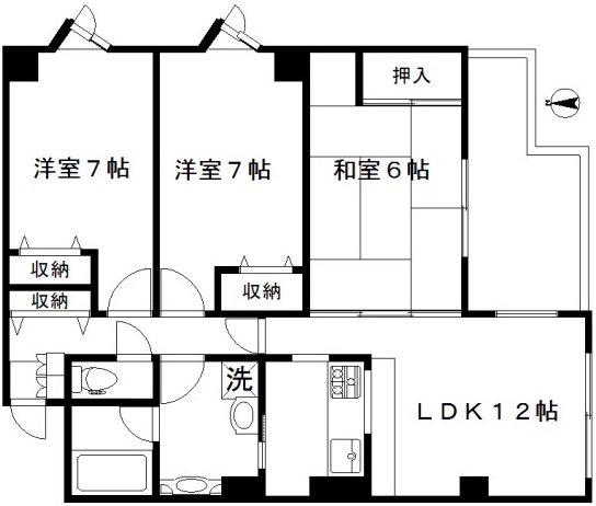 コートアネックス南馬込(3LDK/1階)の間取り写真