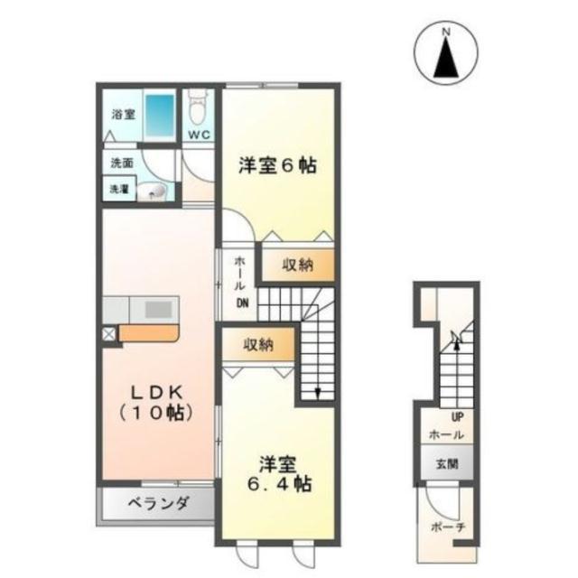 サンディアコート出口(2LDK/2階)の間取り写真