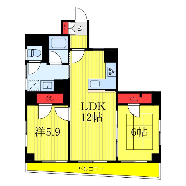 ダイアパレス仲宿(2LDK/4階)の間取り写真