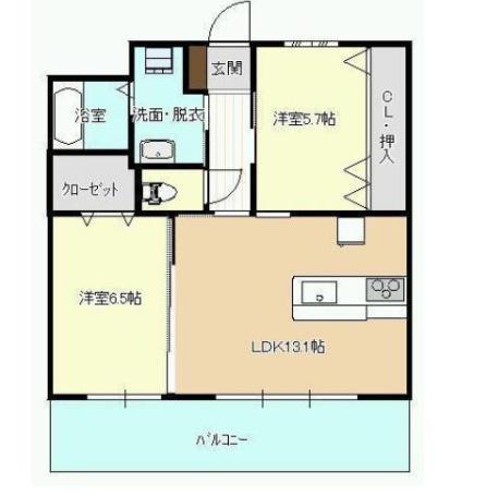 J.FEEL高千穂通(2LDK/4階)の間取り写真