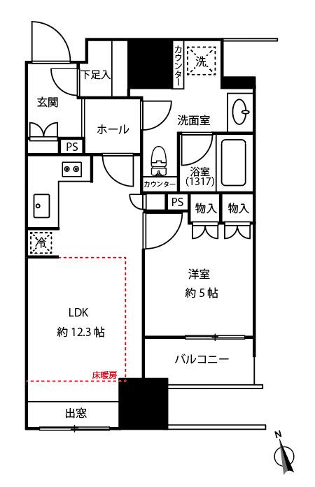 パークコート神宮前 THE AIR(1LDK/4階)の間取り写真