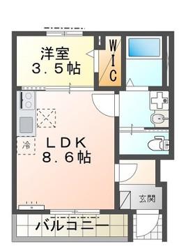 アヴェリア(1LDK/1階)の間取り写真