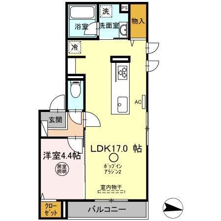 GRAZIO(1LDK/3階)の間取り写真