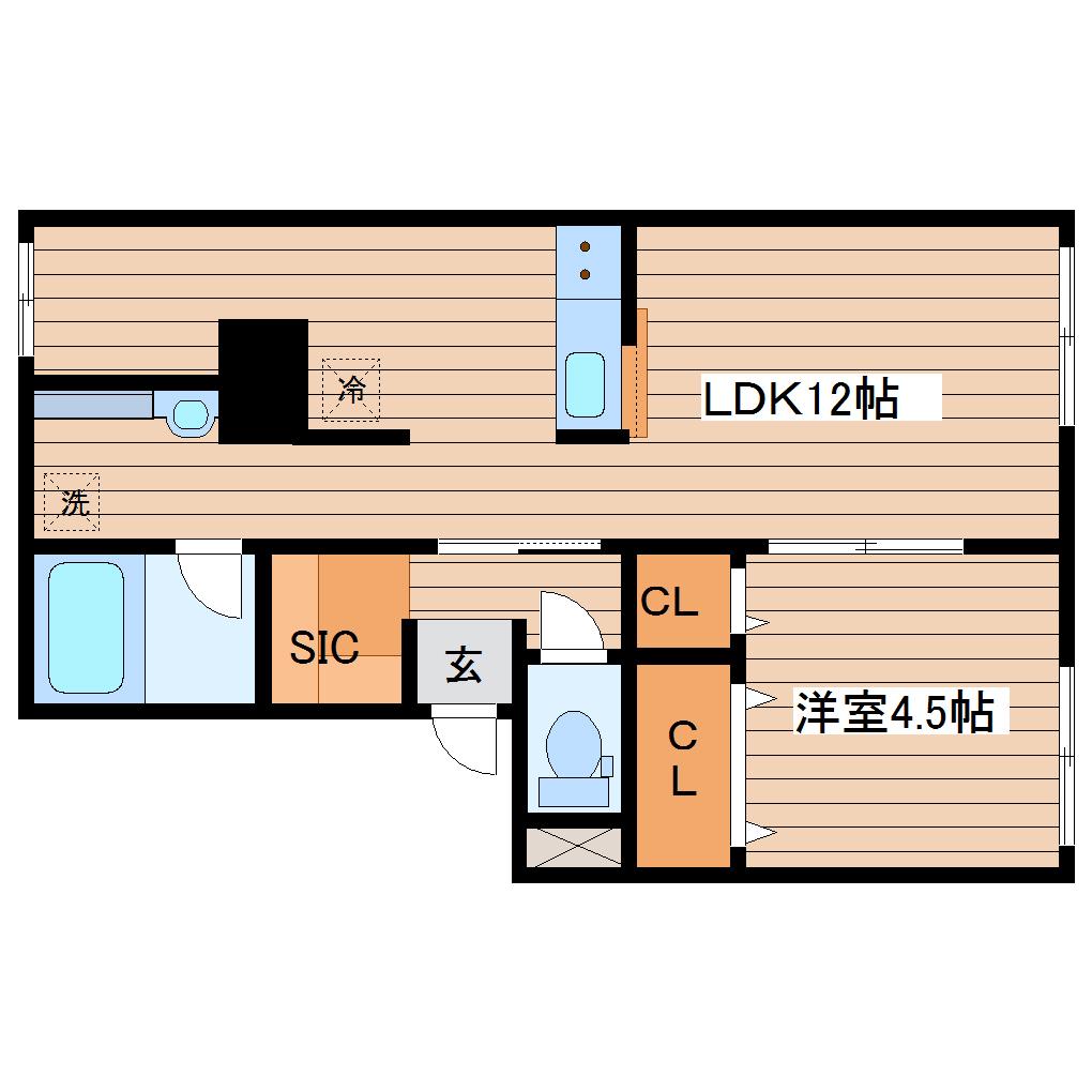 サニーハイツ(1LDK/1階)の間取り写真