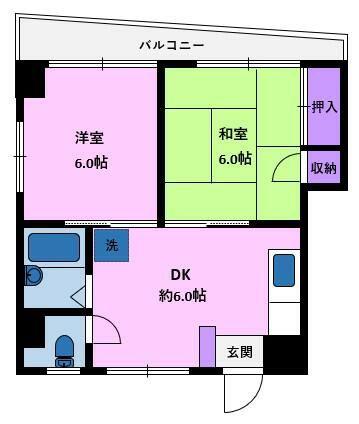 青木ビル(2DK/3階)の間取り写真