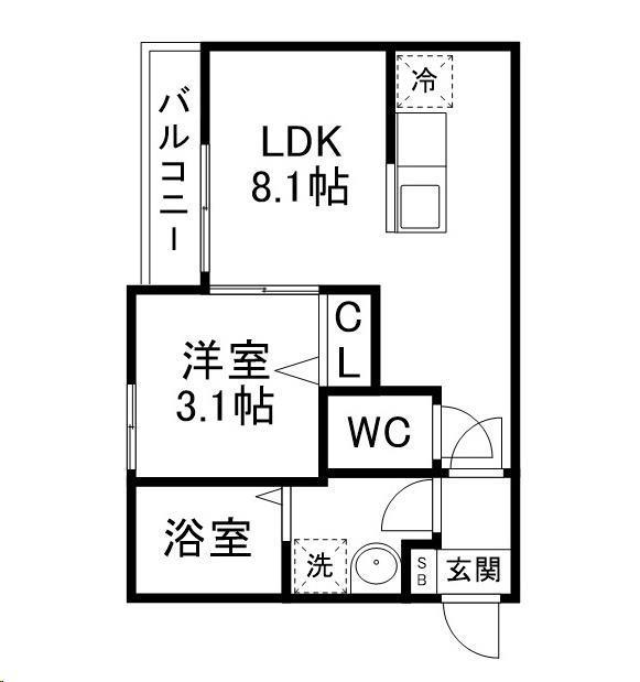 LIRIOI(1LDK/2階)の間取り写真