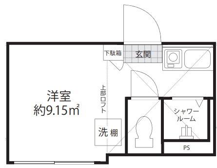 SHANTI CASA四谷若葉(ワンルーム/2階)の間取り写真