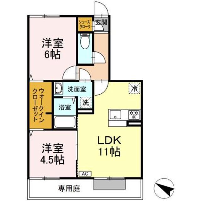 サザンクロス(2LDK/1階)の間取り写真