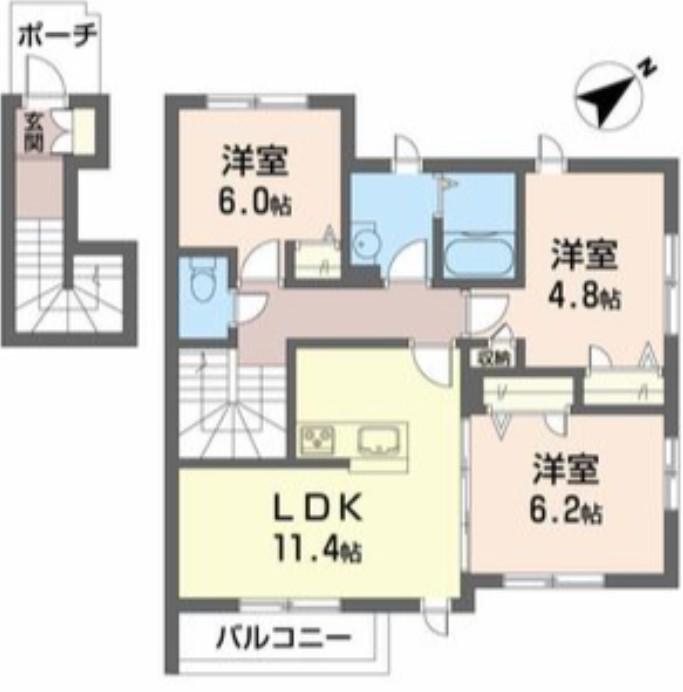 シャーメゾン黒田TMⅢ(3LDK/2階)の間取り写真