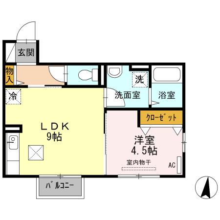 エスポワール(1LDK/1階)の間取り写真
