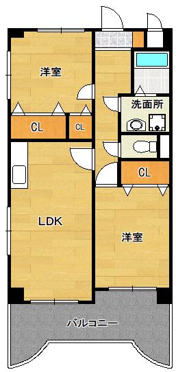 アテッサ南小倉(2DK/3階)の間取り写真