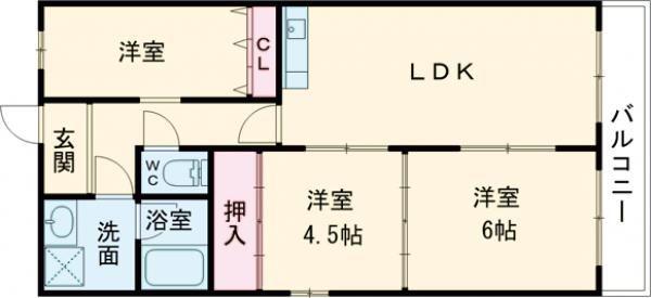 ドエルなかもず(3LDK/3階)の間取り写真