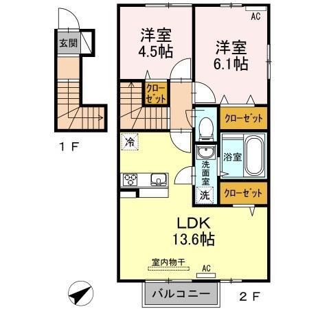 フェリース(2LDK/2階)の間取り写真