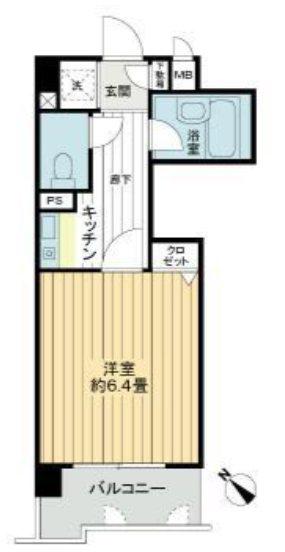 ライオンズマンション県庁前(1K/8階)の間取り写真