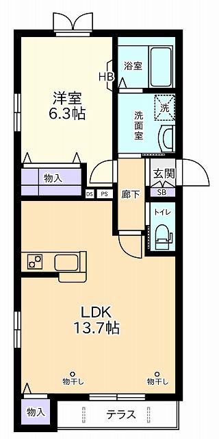 BELLE PIERRE(1LDK/2階)の間取り写真