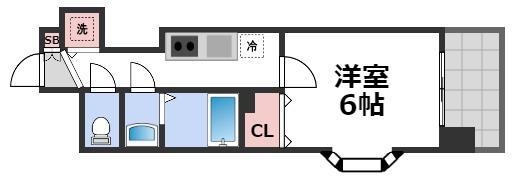 AMABILE玉造(1K/8階)の間取り写真