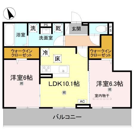 D S北条1丁目(2LDK/3階)の間取り写真