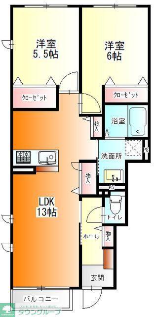 コクーンパレス横濱瀬谷D(2LDK/1階)の間取り写真