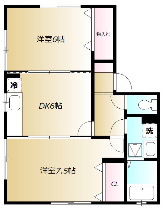 グリーンハイツ森が丘(2DK/1階)の間取り写真