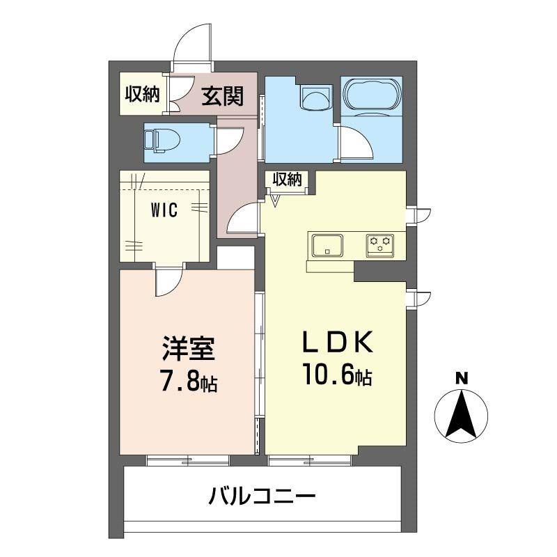 ベルドゥラ藤沢(1LDK/2階)の間取り写真