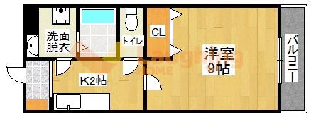 グリーン花水木(1K/2階)の間取り写真