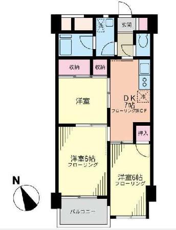 ビスタリア玉川台(3DK/1階)の間取り写真
