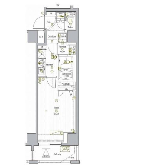 PREMIUM CUBE G駒沢大学(1K/9階)の間取り写真