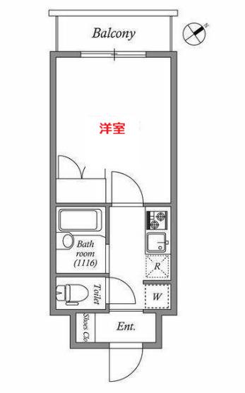 DELCCS東大井(1K/5階)の間取り写真
