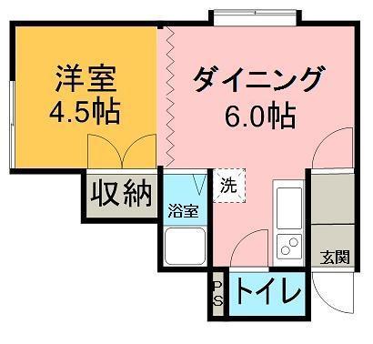 RIZAハウス68(1DK/1階)の間取り写真