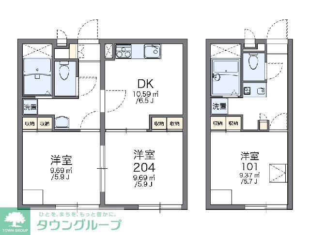 レオパレスカームヒルズ(1K/1階)の間取り写真