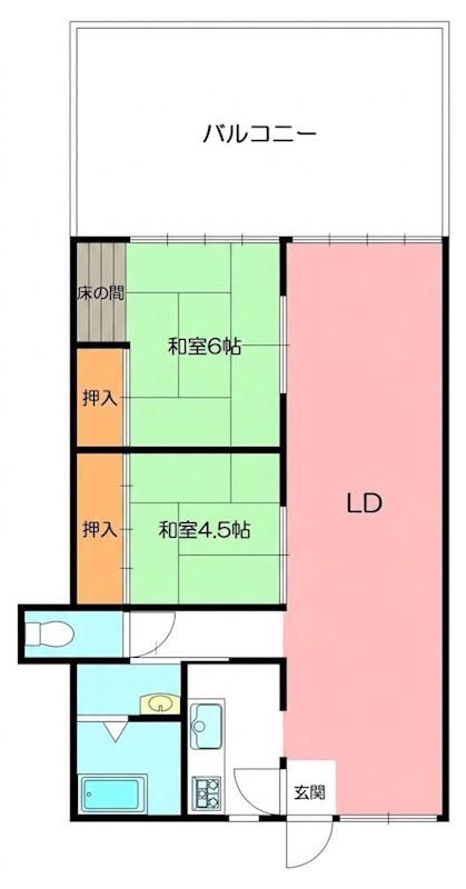 江の島マンション(2LDK/1階)の間取り写真