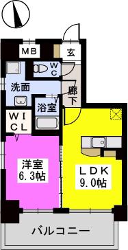 ハルコート大橋(1LDK/4階)の間取り写真