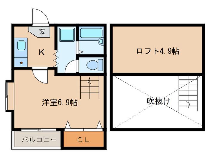 DEAR FLAT姪浜(1K/1階)の間取り写真