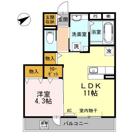 プロピスト(1LDK/3階)の間取り写真