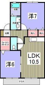 アイセイハイツII(2LDK/1階)の間取り写真