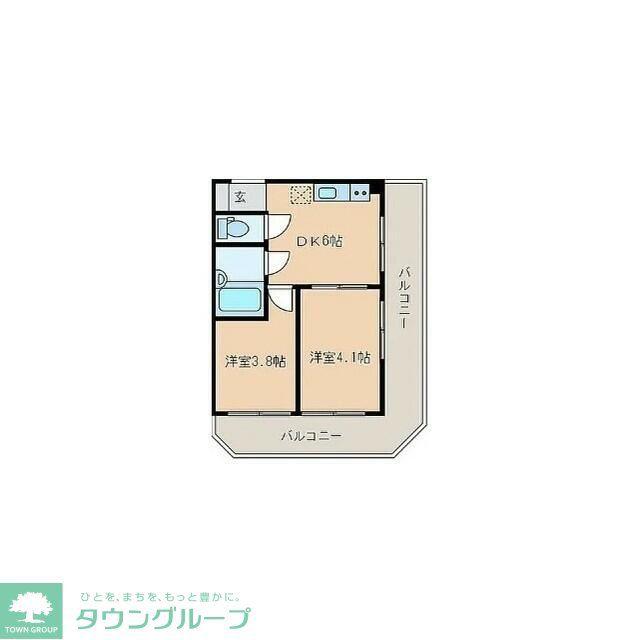 シャトー千間台(2DK/3階)の間取り写真