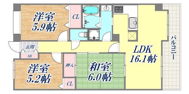 ルナガーデン(3LDK/1階)の間取り写真